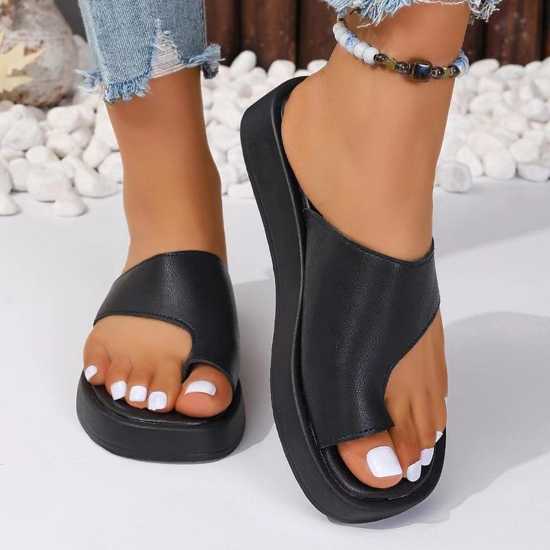 Foreign Trade Cross-border Summer Slippers European and American Solid Color Set Cool Slippers Large Size Polyurethane Bottom Cool Slippers Women