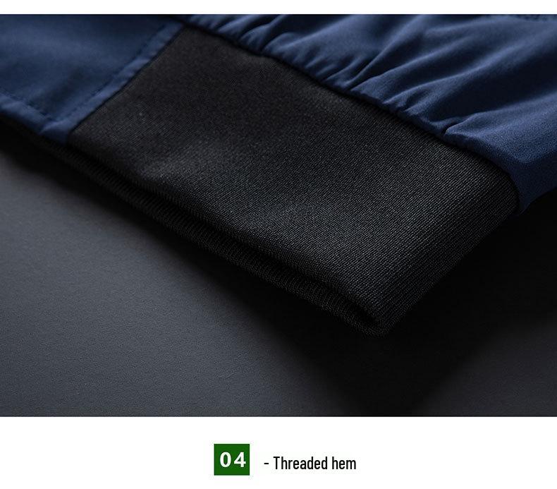 Men's Cross-Season Casual Solid Color Stand Collar Jacket, Thin Business Style for Middle-Aged and Young Men.