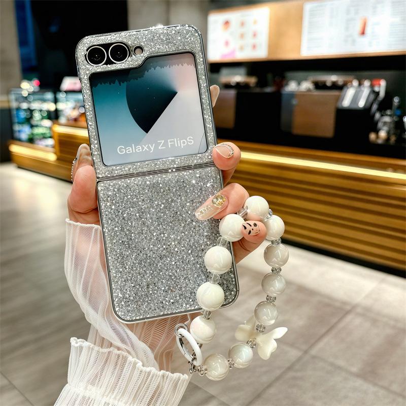 Tide Brand Glitter Is Suitable for Galaxy Samsung Zflip7 Mobile Phone Case Zflip5 Folding Screen Lanyard Anti-drop Protective Case