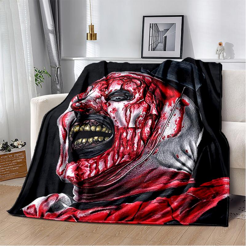 2026 New Style Terrifier 3 Horror Clown Movie Cartoon Soft Blankets,Throw Blanket Comfortable Blanket for Picnic Beds Sofa Home