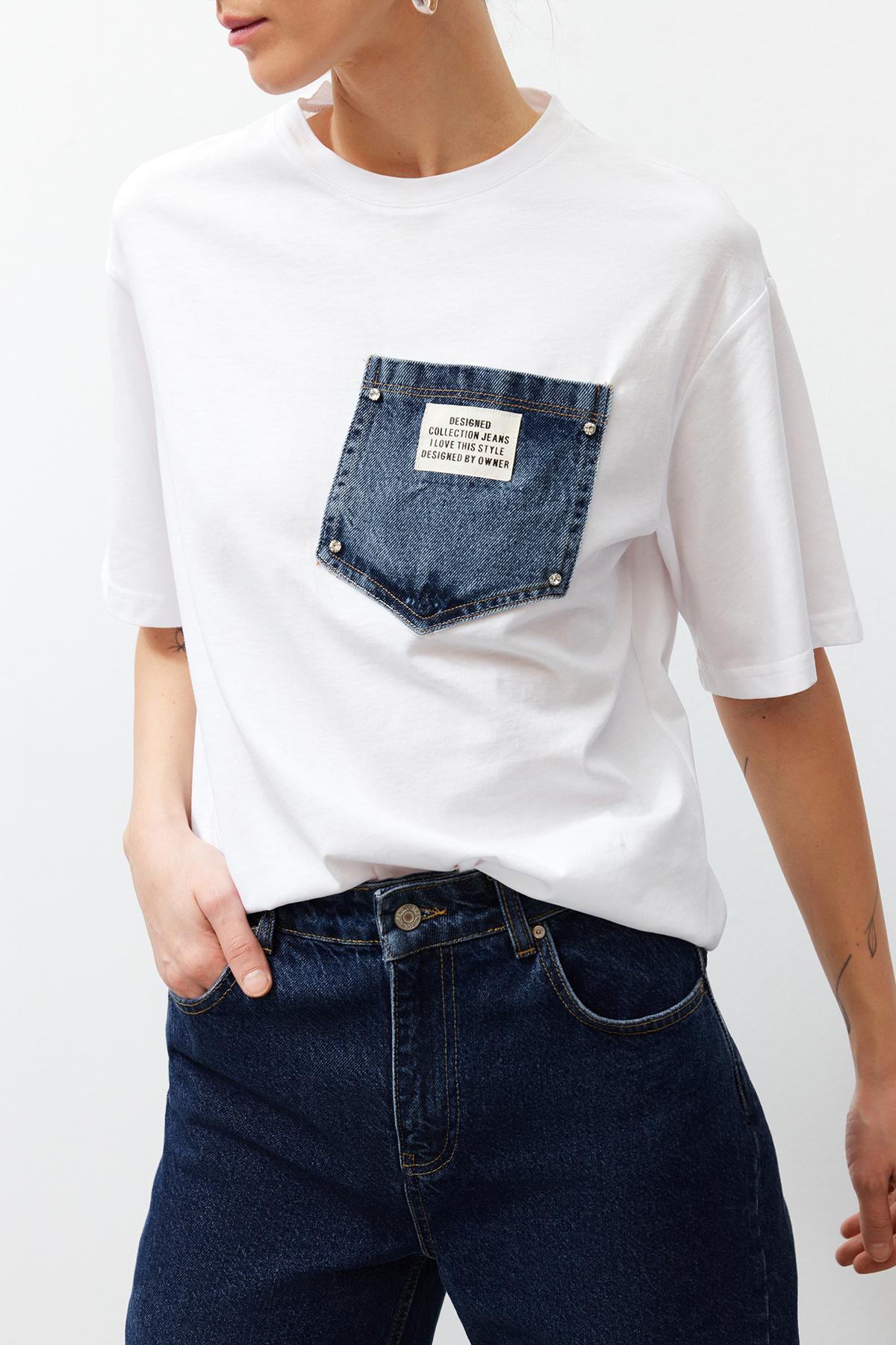 

Женская модная новая футболка Белая трикотажная футболка