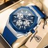 Business Quartz Men's Wristwatch Chronograph Date Silicone Strap Man Watch Waterproof Military Luminous Watches For Men