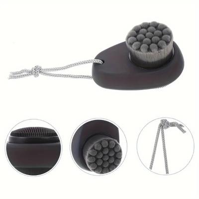 Double Sided Facial Cleansing Brush with Soft Nylon Bristles and Silicone Head for Exfoliation Massage and Gentle Skin Care Tool