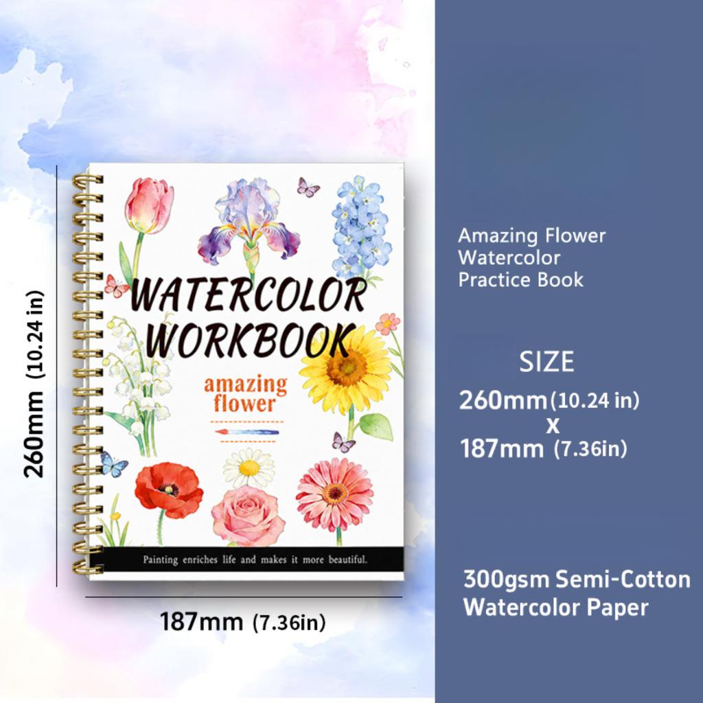Large Size Watercolor Sketch Practice Pad, 16 Pages Cotton Paper Line Drawing Coloring Book For Starter Art Training