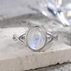 Vintage 925 Sterling Silver Natural Moonstone Rings Bohemia Oval Shape Retro Ring Gifts Fine Jewelry for Women Men