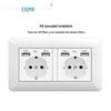 Curved White European Standard Socket Panel with Double USB & Type C, German Switch, Concealed Installation