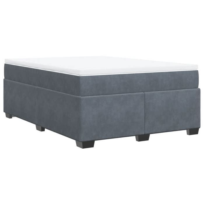 VidaXL Sommier à lattes de lit et matelas Gris foncé 140x190cm Velours, lit, lit à plate-forme, lit à panneaux, meuble de 3285282