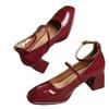 Soleist Nouvelle Chaussure Mary Jane Chaussures en Cuir de Haute Qualité Bout Carré Peu Profond Sandales pour Femmes Bride à Boucle Escarpins pour Femmes