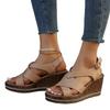 Fashion Wedge Sandals for Women Summer 2024Casual Non-slip Peep Toe Platform Shoes Rubber Sole Buckle Elegant Heel Woman Sandale