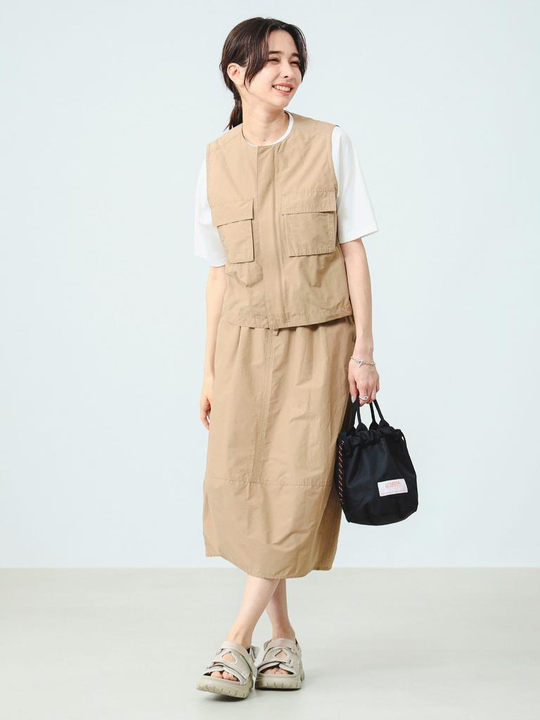 B:MING by BEAMS Water-Repellent Cocoon Skirt, Women's, Beige, Size M