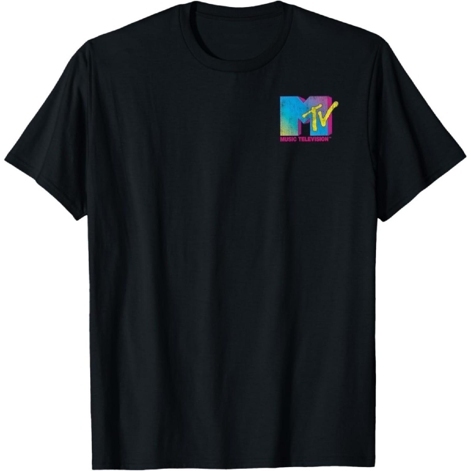 MTV Colorful Pocket Logo Music Television Graphic T-Shirt T-Shirt S
