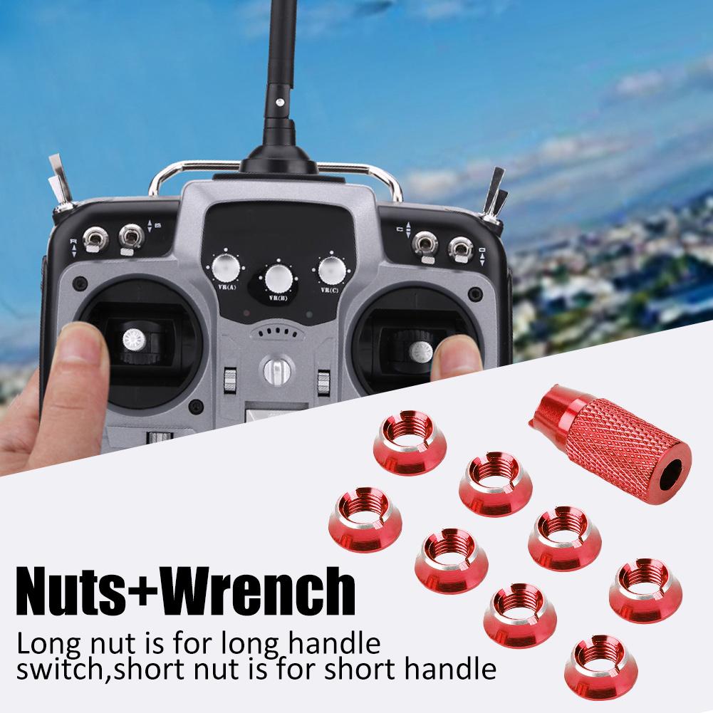 Metal Switch Nut Wrench Radio Control Controller Upgrade Part Set for Futaba JR (Red)