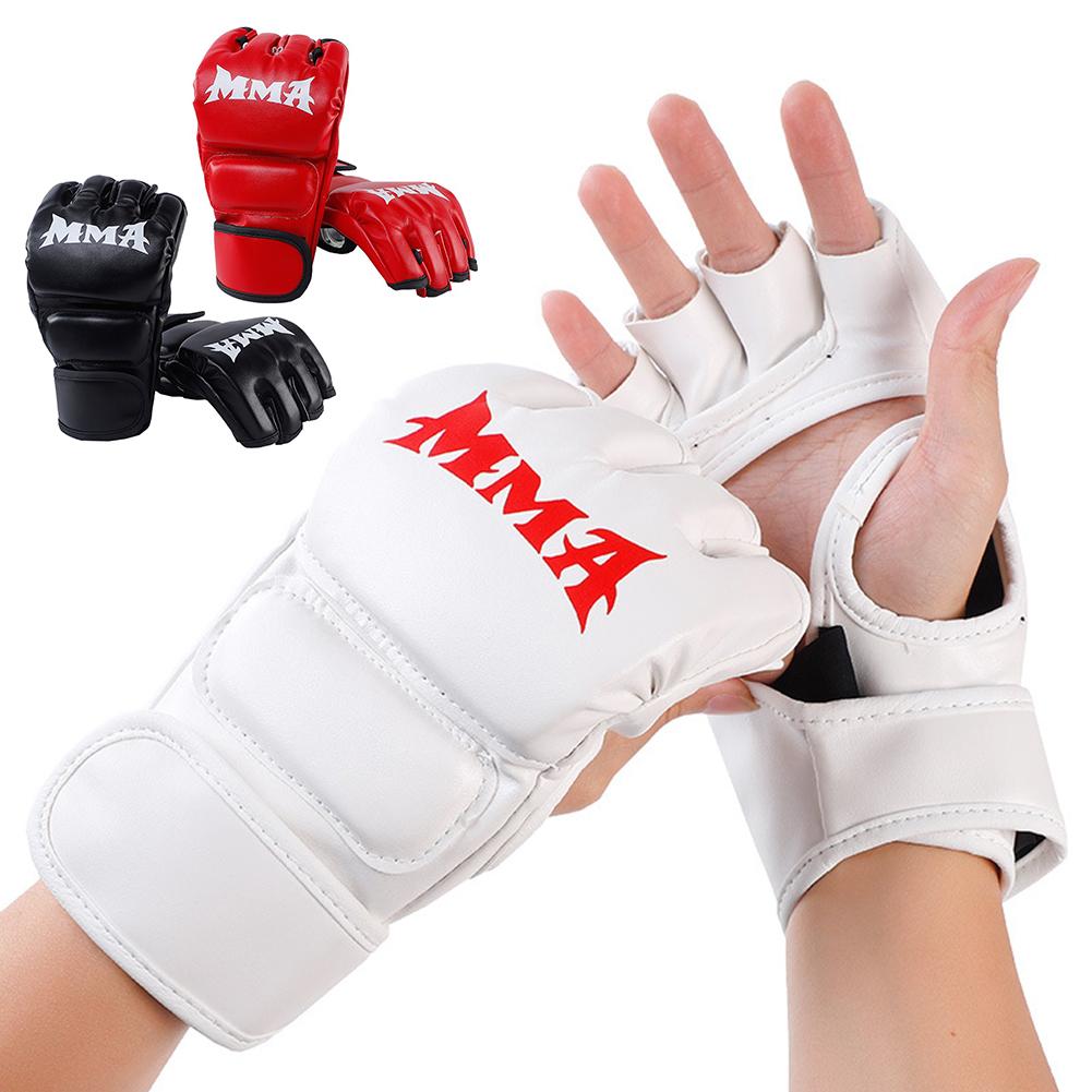Half Finger Boxing Gloves Boxing MMA Kickboxing Gym Workout Knuckle Wrist Protection PU Leather Half Finger Punching Mitts