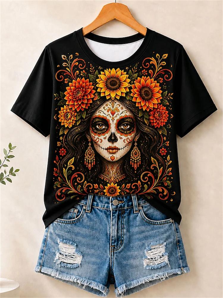 2026 Spring Summer Unisexs Halloween Shortsleeve Tshirt Ghost And Pumpkin Print Crewneck Top Fashionable Unisexs Tshirt