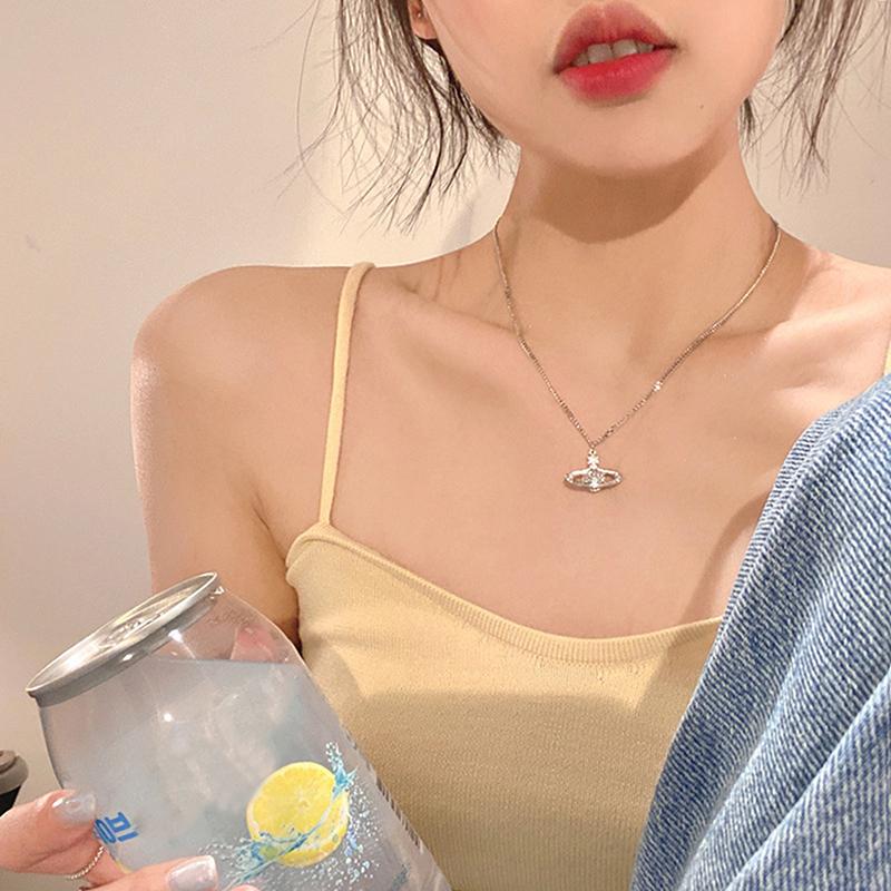 Shining Planet Titanium Steel Necklace Women'S Light Luxury Advanced Design