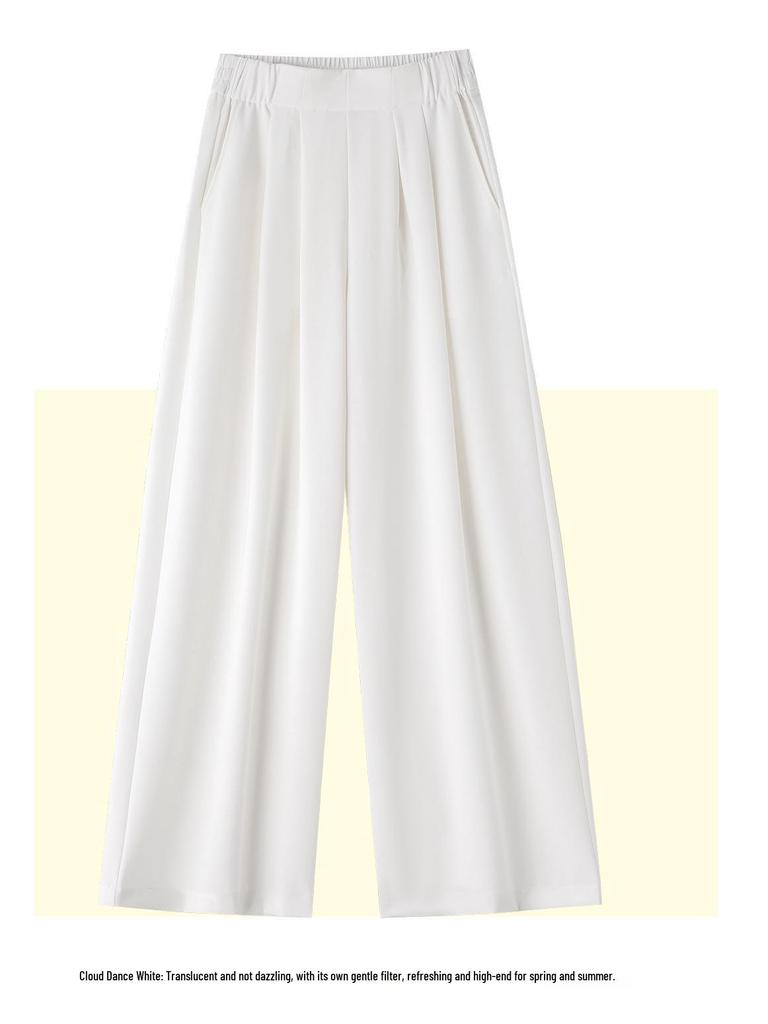 Urban Tencel Acetate Wool Elastic-Waist Wide-Leg Pants - Lazy Style