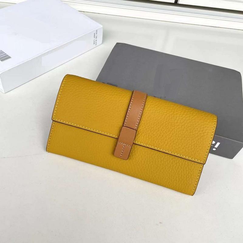 New Genuine Leather Women's Wallet Top Layer Cowhide Lychee Pattern Drawstring Contrasting Color Long Three Fold Bag