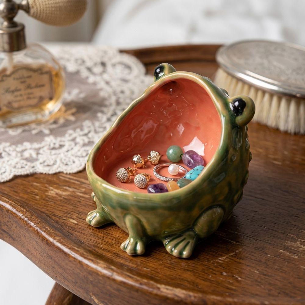 Modern Artistic Cute Frog Jewelry Box Funny Frog Shape Storage Box Bookshelf