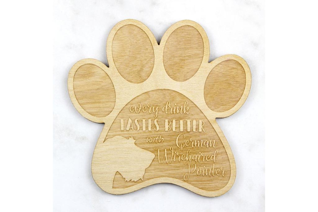 German Wirehaired Pointer - Mug coaster, engraved coaster with dog, gift for dog lover by Art-Dog brand