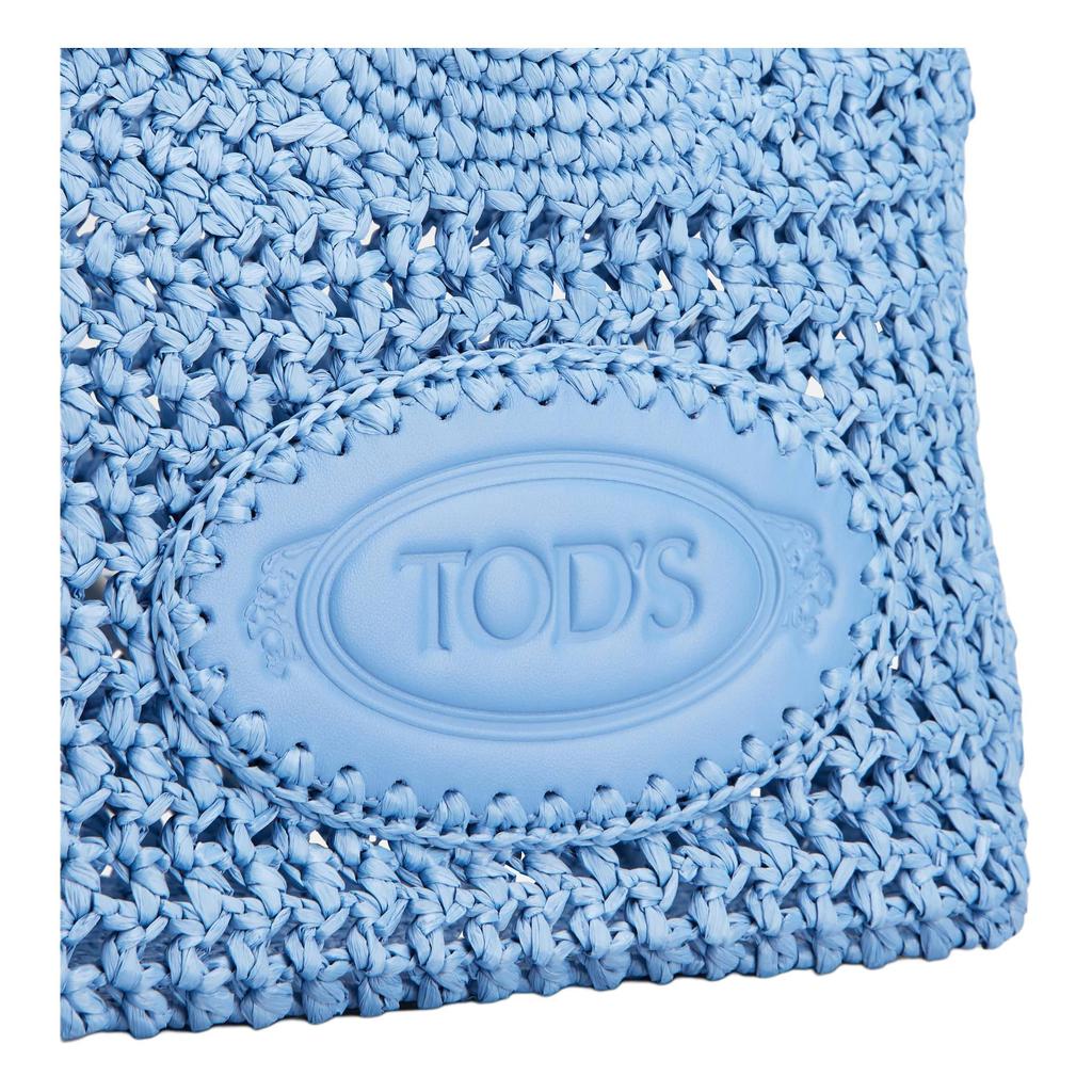 Tods Frontlogo Verstellbarer Schultergurt Raffia Tragetasche Einkaufstasche Schulter Handtasche Mini Damen-Tragetaschen Hellblau XBWEBLF0100RGM3L20