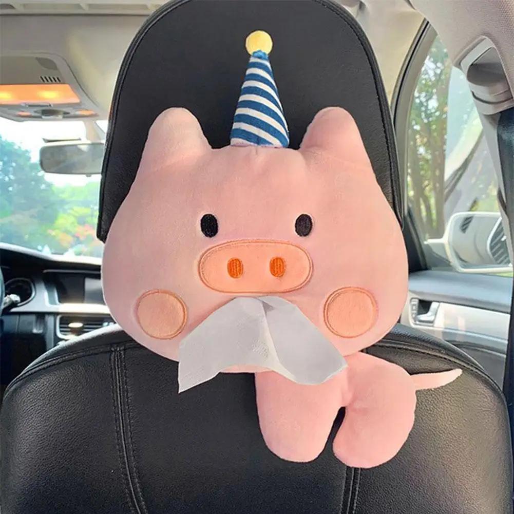 Cute Cartoon Car Tissue Box Creative Short Plush Tissue Box for Car Armrest Box Car Tissue Boxes For The Car Napkin Box Sto