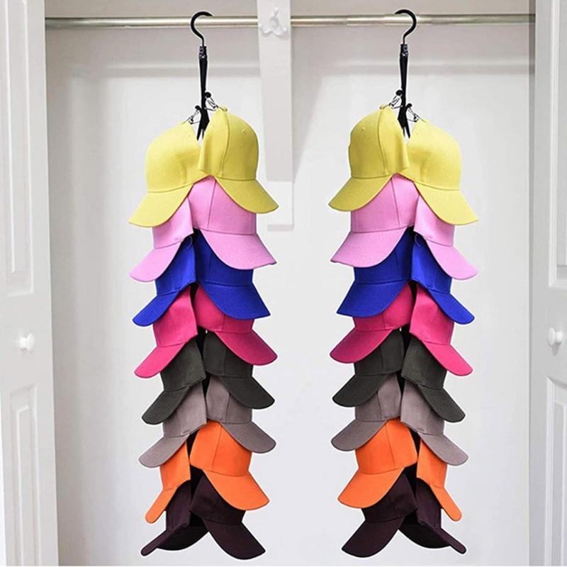 Stylish Hat Organizers Holder Rack for Closet Rod Easy Storage Hangers With 16 Large Clip for Baseball Golf Beanies