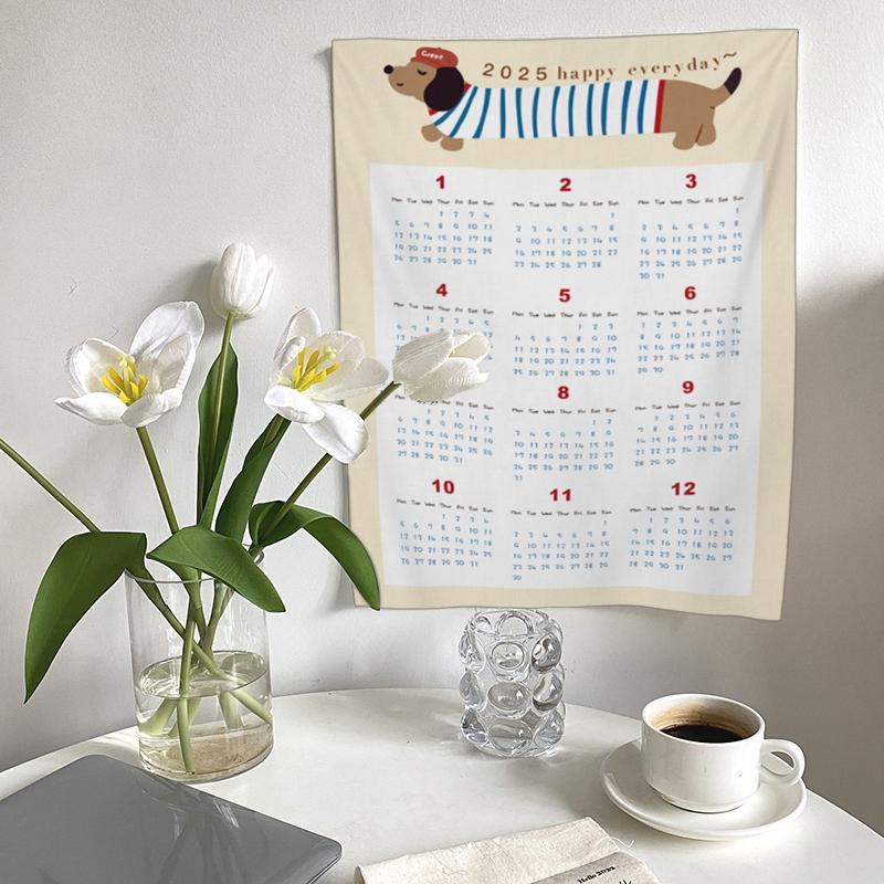 Calendar de Anul Nou acasă agățat pânză Anul Nou 2025 calendar perete fundal tapiserie foto agățat pânză decorare casă