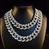 Hip Hop 20Mm Full Diamond Lines Men'S Necklace Exaggerated Personality Rap Rhinestone Chain Cuban Chain Necklace