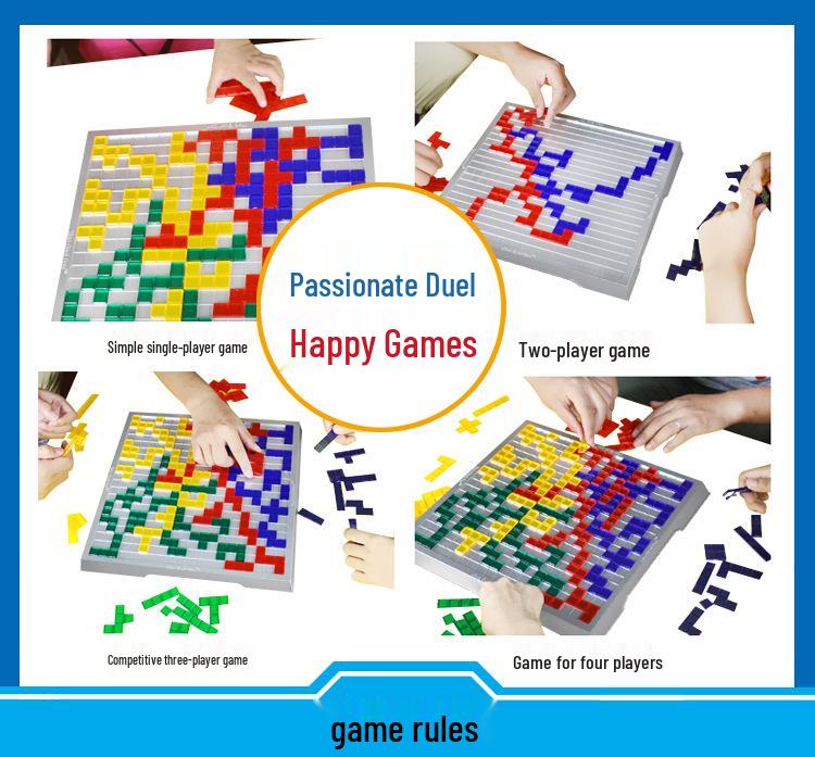 Tetris Intelligence Board Game: 4-Player Gladiator Chess for Kids & Parents