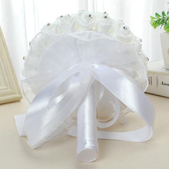Exquisite Bouquet Flower Soft Ribbon Faux Silk Flower Stylish Bright-colored Holding Flower for Engagement