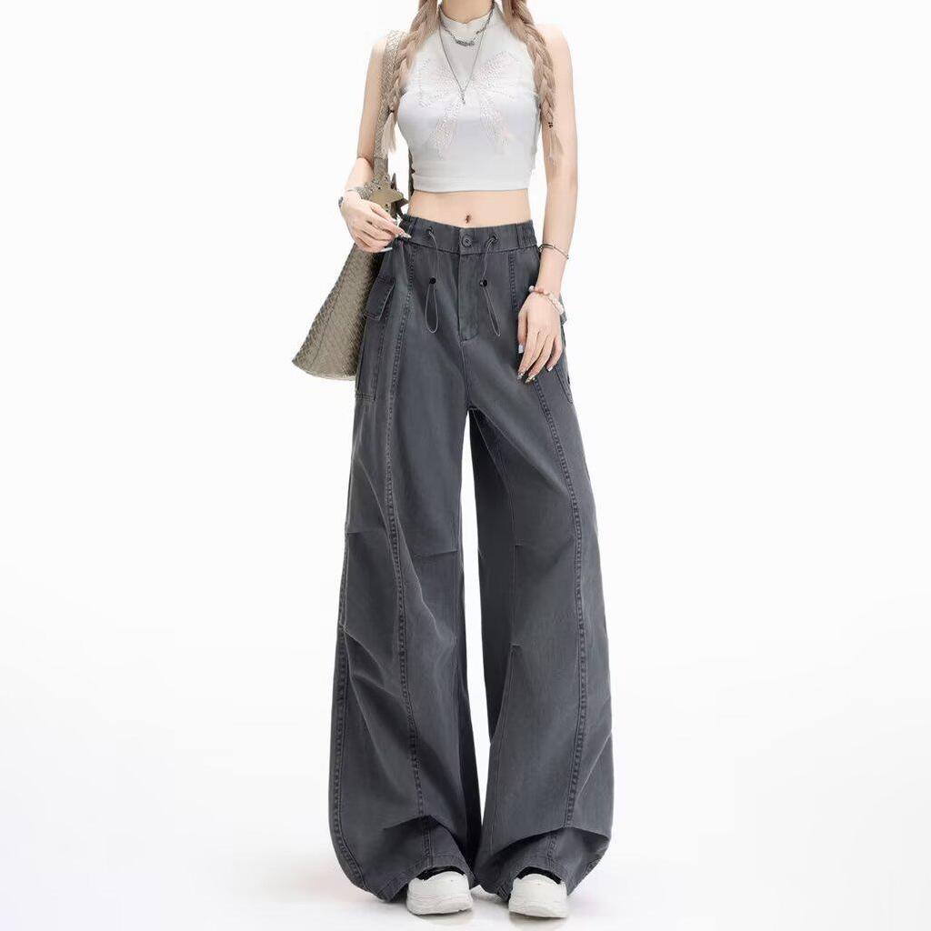 2026 Women's Korean Style Loose Casual Pants - Trendy, Versatile Spring/Summer Drop-Weight Straight Leg Cargo Pants.