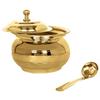 Golden Brass Multipurpose Ghee Pot/Pickle Container 400 ML with Embossed Designer Spoon …