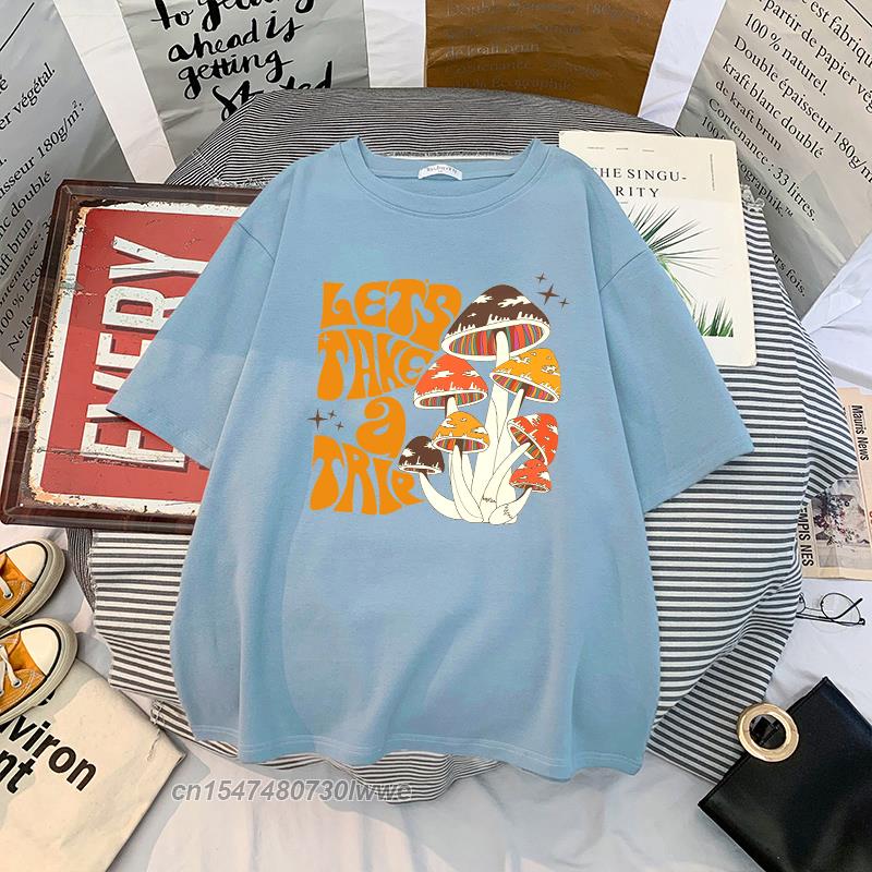 Material Retro Apricot Mushroom Cute T Shirts Oneck Casual 100 Cotton Plus Size Unisex Unisex Tshirts 2022 Streetwear Clothes