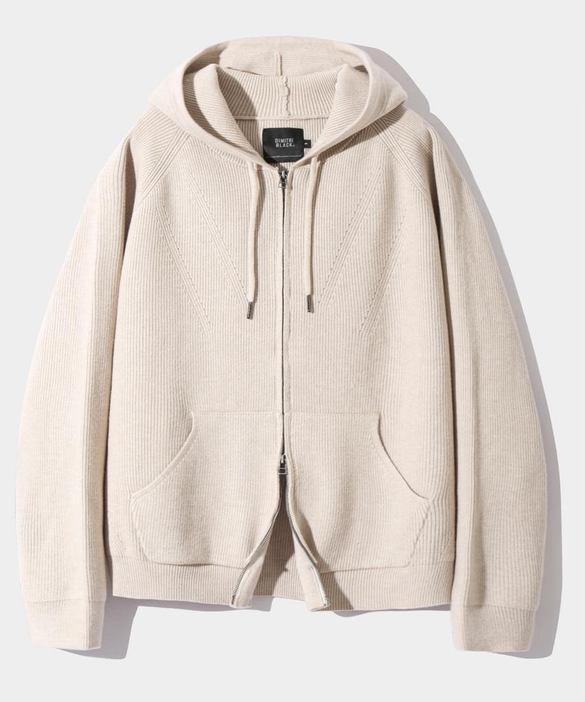 Dimiteulibeullaeg 2Way Heavyweight Hacci Knit Zip-Up Hoodie_Oatmeal