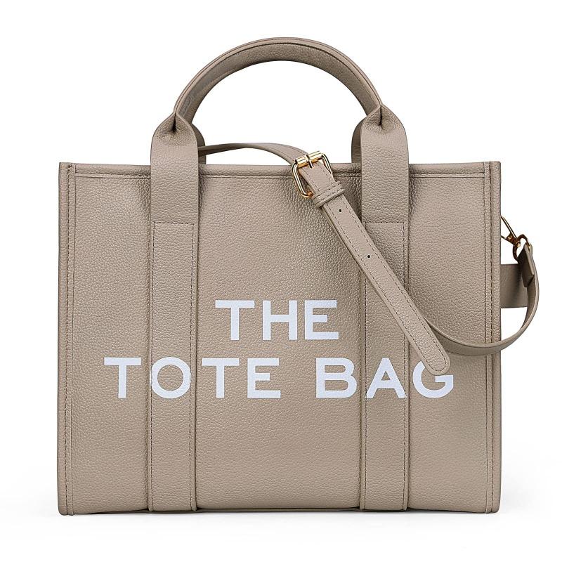 New Women's Bag Canvas Pu Solid Color Letter Tote Bag Simple Casual Large Capacity Handbag Shoulder Bag Women
