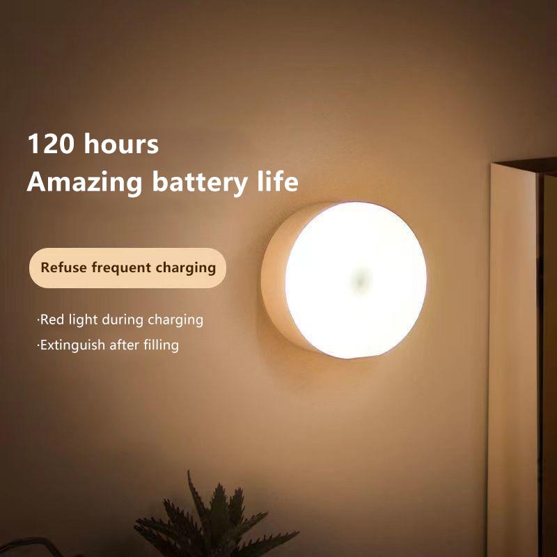 Mini Led Key-Operated Night Lights Usb Rechargeable Kitchen Bedroom Magnetic Base Wall Light Round Portable Night Lamp