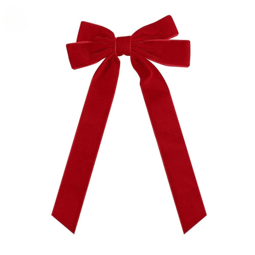 2Styles Velvet Bowknot Hair Clips for Women Elegant Sweat Double Bows Long Tassel Barrettes Hairpin Styling Korean Accessories