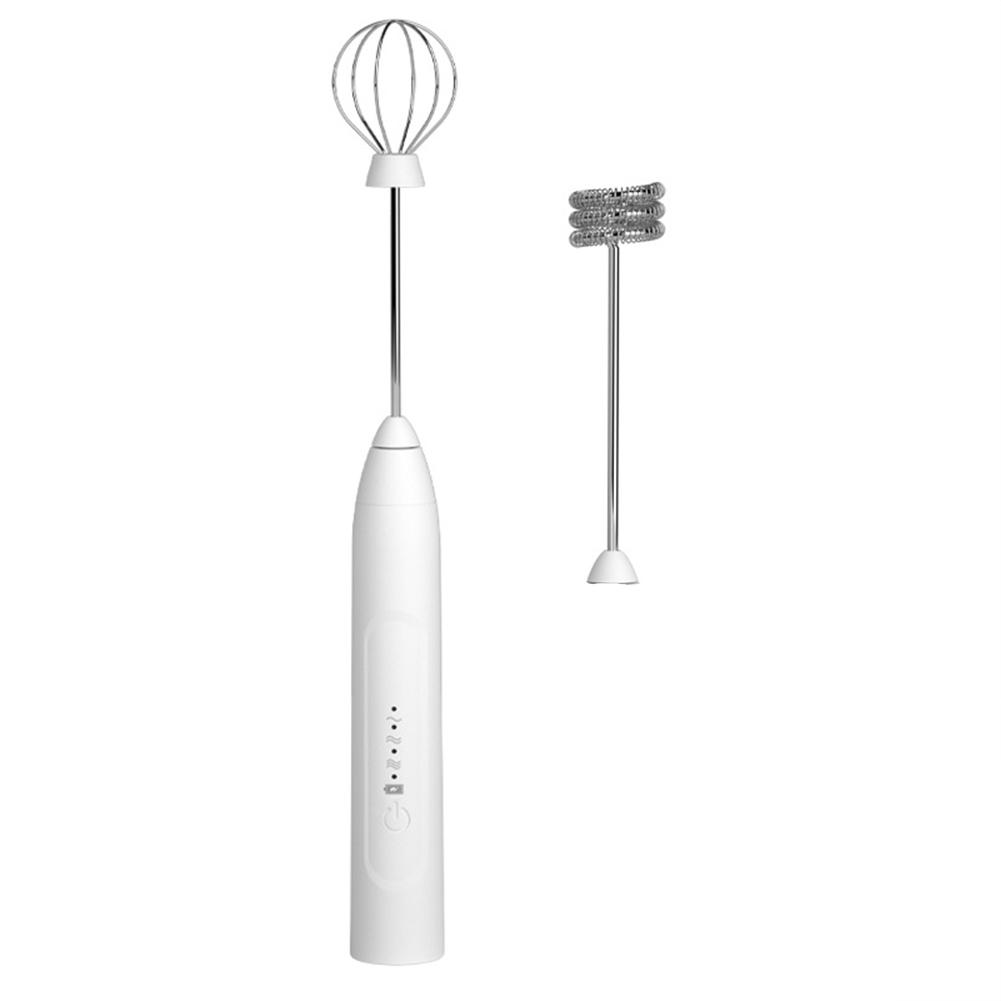 

304 Stainless Steel Rechargeable Electric Blender Egg Beater Portable Household Coffee Blender White (single head + coffee stick)