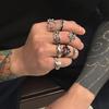 9pcs Stylish Gothic Rings Set for Men and Women Thorn Silver Collection with Unique Heart Snake and Skull Designs