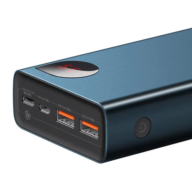 Powerbank Baseus Adaman Metal 20000Mah, Pd, Qc 3.0, 65W, 2Xusb + Usb-C + Micro Usb, (Niebieski)