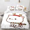3D Cartoon Lovely Peach Cat Bedding Set Boys Girls Twin Queen Size Duvet Cover Pillowcase Bed Kids Adult Fashion Home Textiles