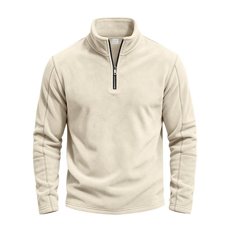 Men S Fleece Stand Collar Zip Sweatshirt Loose Casual Autumn Winter