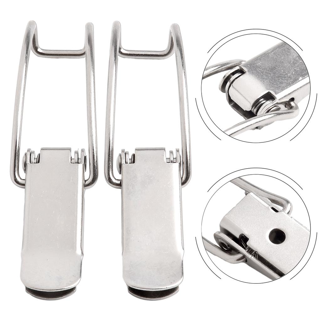 2PCS Cabinet Box Hasp Lock Spring Loaded Latch Catch Toggle Hasp  Storage Box Lock Hasp Stainless Steel Hook Lock Hardware