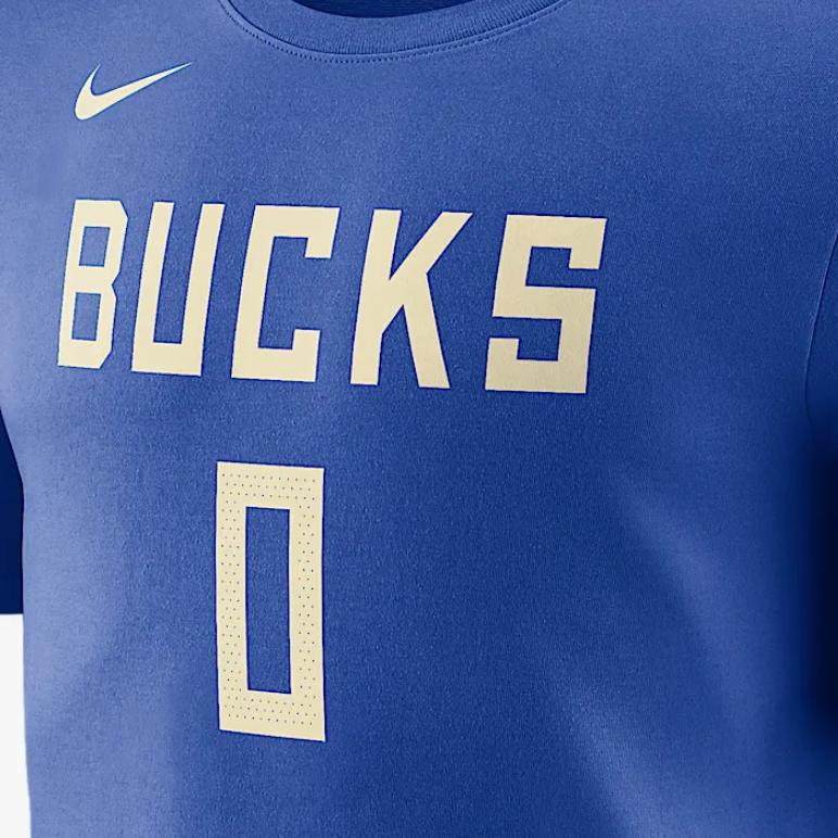 Nike X Kolaboracja NBA Milwaukee Bucks FW24 Damian Lillard Essential City Edition Pulower z okrągłym dekoltem T-shirt z krótkim rękawem Męskie koszulki HJ2779-480