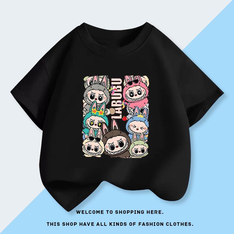Labubu 3d Print Short-sleeved Children's T-shirt Fashionable Summer Clothes for Babies Half-sleeved Top for Big Kids