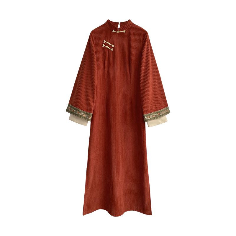 Podzimní dámský dvoudílný oblek ve stylu čínského cheongsam - Sezónní edice