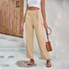 Office-lady Solid Straight Pants Women Casual High-waisted Pants Spring And Summer  Fashion Loose Lace-up Trousers Spodnie 26528