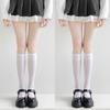 White silk calf socks women's summer thin Japanese jk socks white stockings stockings sexy half black silk medium tube socks