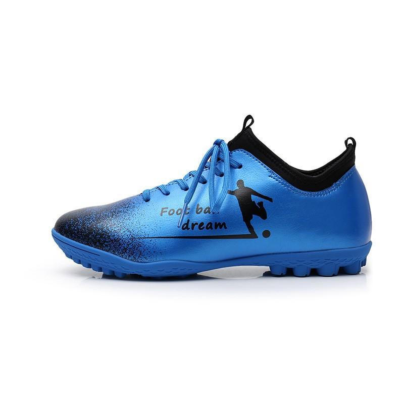Microfiber leather football shoes broken nails training shoes lace-up sports shoes soft and lightweight thickened rubber soles football shoes