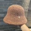 Simple Metal Standard Bucket Hat Women's Fashion Velvet Bucket Hat Autumn and Winter Outdoor Warm Basin Hat
